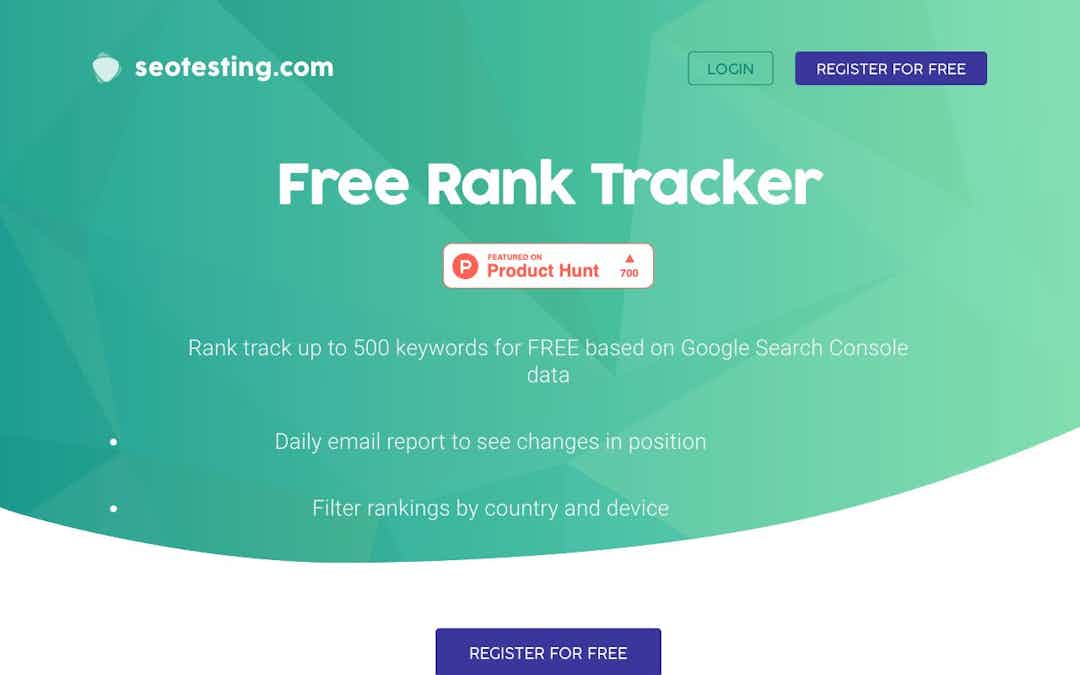 Free Google Rank Tracker landing page design