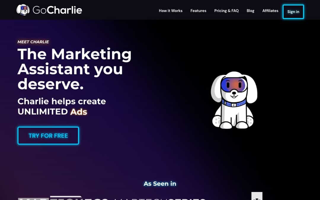 GoCharlie landing page design