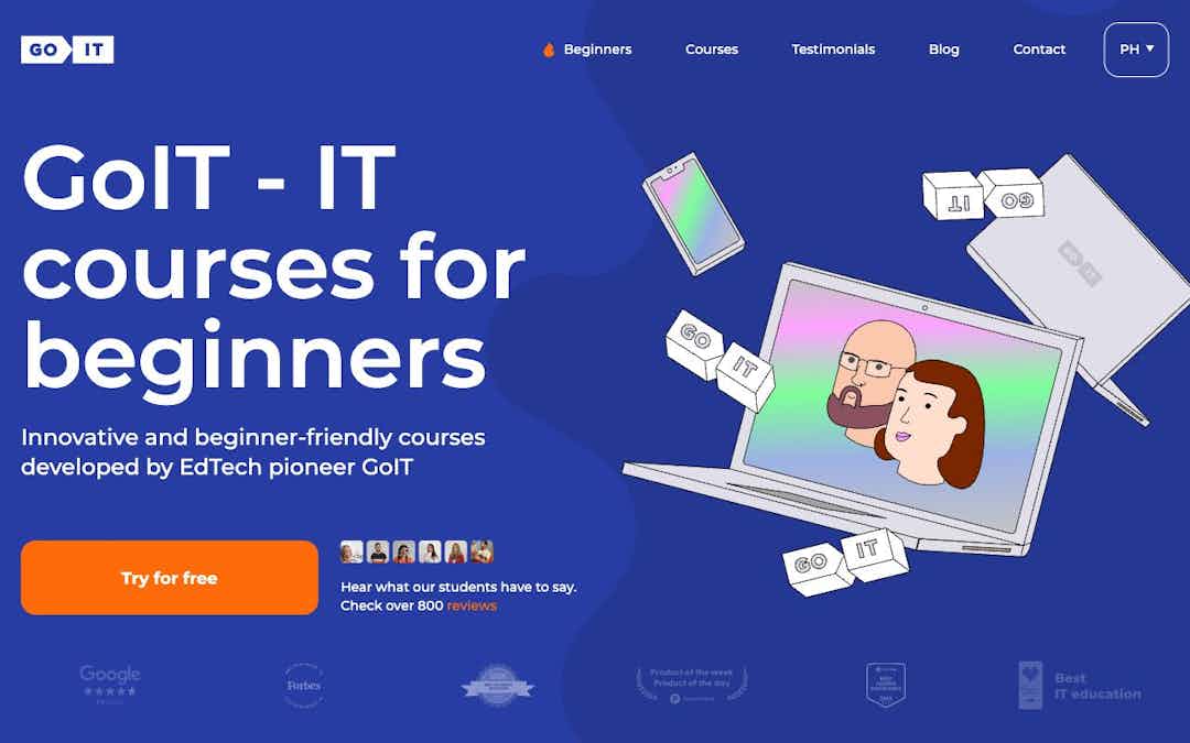 IT Courses Philippines Online. Programming with employment – GoIT Global landing page design