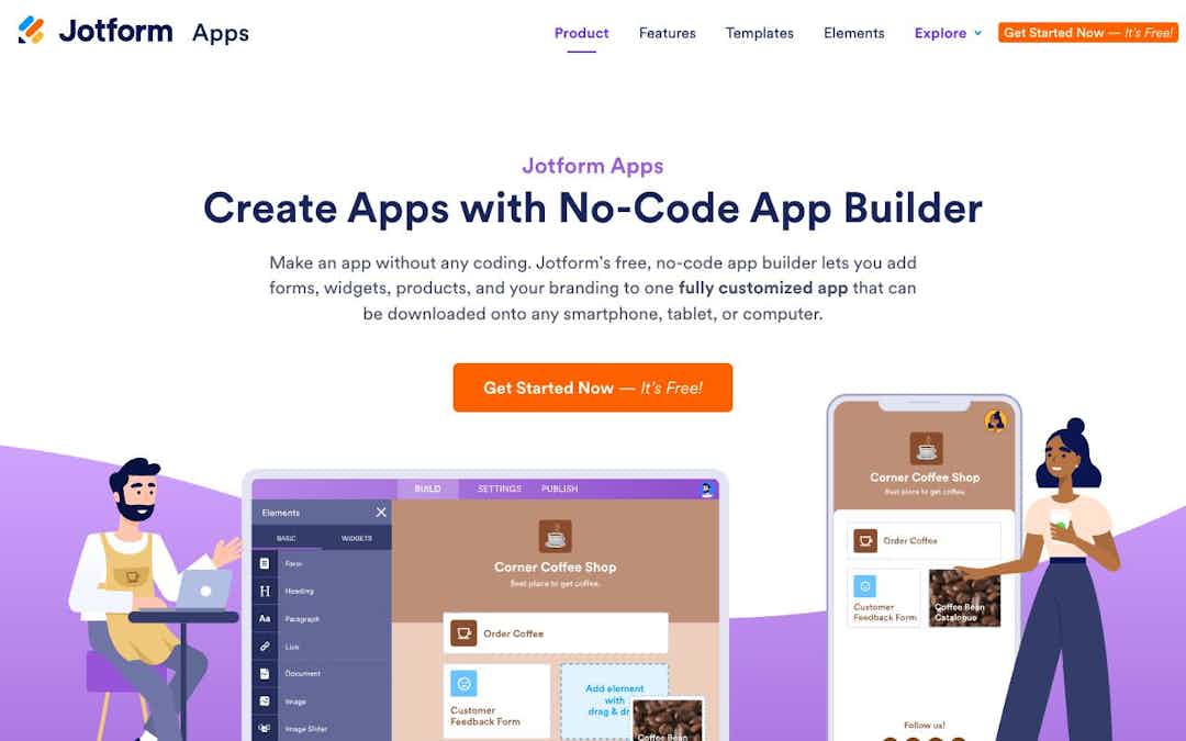 Jotform Apps landing page design