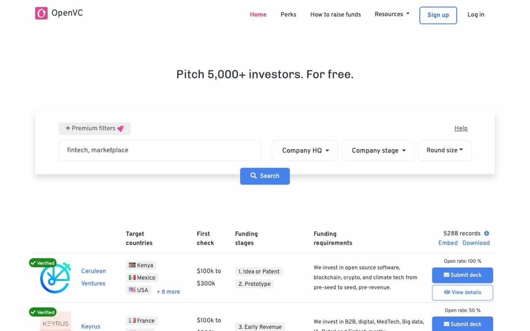 Raise from 5,000+ investors. For free. landing page design