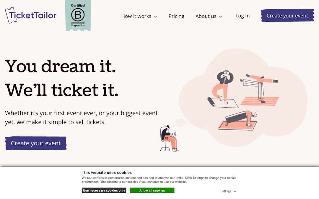 Sell Tickets Online landing page design