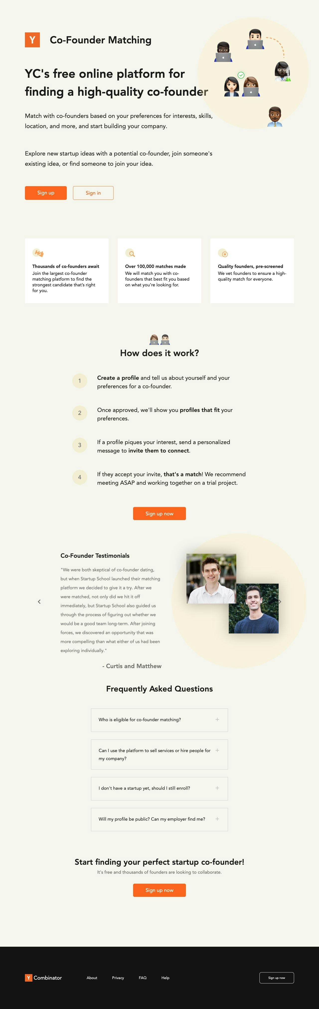 Startup School - The Best Resource for Founders landing page design